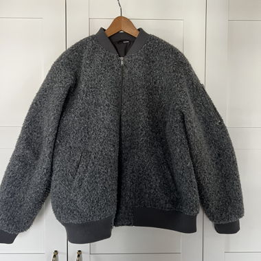 Bomber in teddy grigio