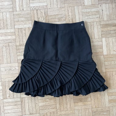 Vintage Black Wool Pleated Skirt