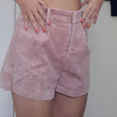 Short in velluto a coste rosa