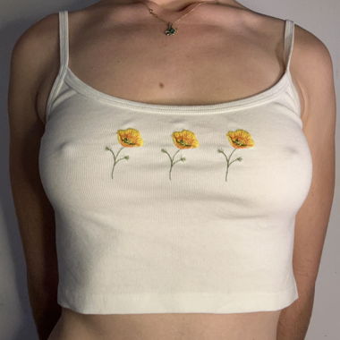 Besticktes Blumen Top - Brandy Melville