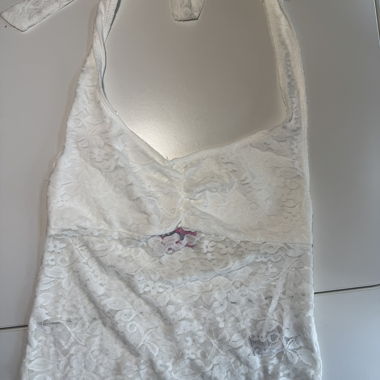 Haut à bretelles en dentelle blanc XS