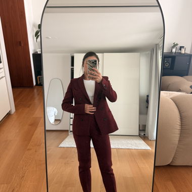 Burgundy blazer and trousers set
