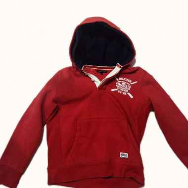 Felpa Tommy Hilfiger rossa con patta abbottonata – S