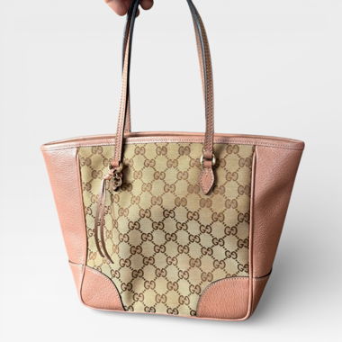 100% Original GUCCI Shopper Tasche rosa/beige