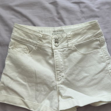 White high-rise shorts