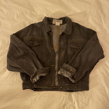 Grey Cropped Baggy Jeans Jacket