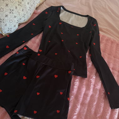 Heart Print Pajama Set