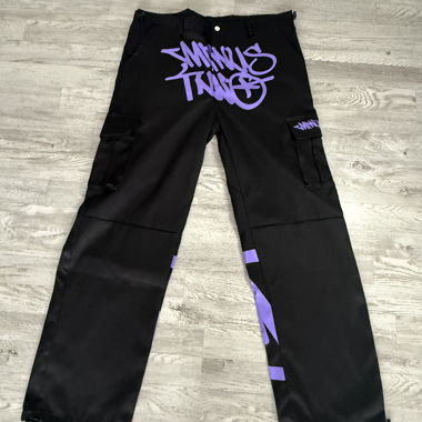 Pantaloni cargo Smoke Trees neri e viola