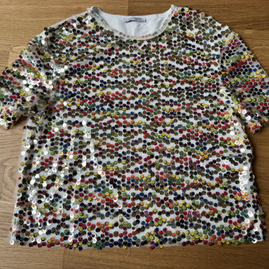 T-shirt à sequins ZARA blanc multicolore - taille M