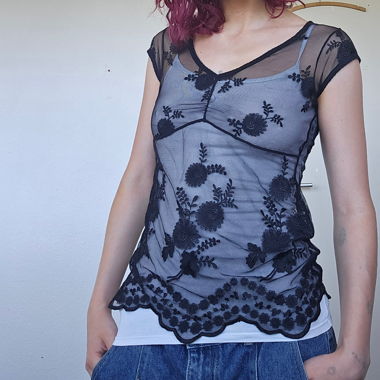 Top in pizzo nero H&M XS