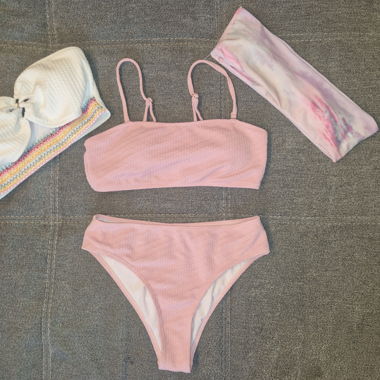 Bandeau bikini with 2 additional bandeau tops