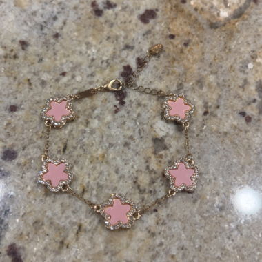 Four-leaf flower bracelet pink/gold