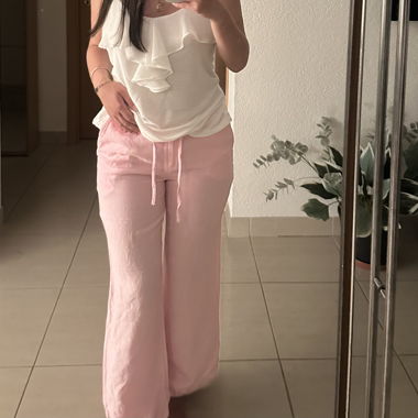 Pantaloni Biaggini Wide-Leg rosa pastello