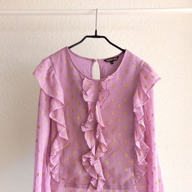 BIBA UK lilac pink ruffle boho chic blouse 