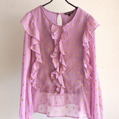 BIBA UK lilac pink ruffle boho chic blouse 