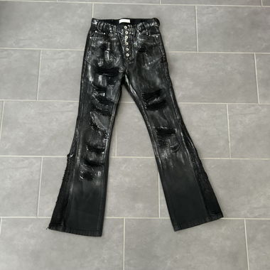 Flared long-bottom jeans, black