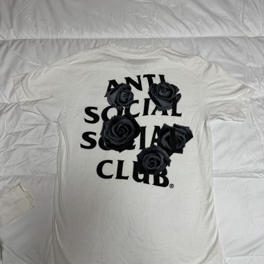 T-shirt Anti Social Social Club bianco rose nere