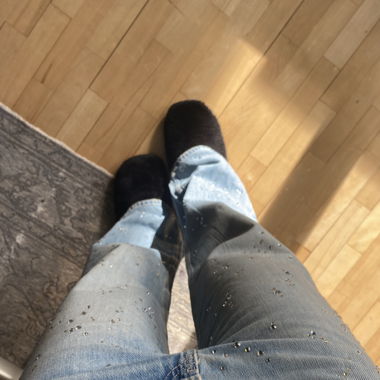 Jeans larges bleu clair avec paillettes