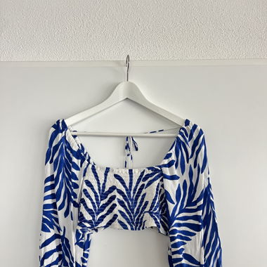 Blau-weisses Crop Top, Grösse S