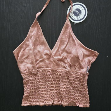 Top à encolure halter Anti-Flirt Paris (2) Rosé métallique