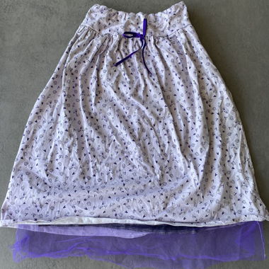 white and purple floral skirt