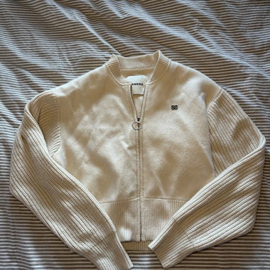 SANDRO PARIS cropped zip-knit cardigan