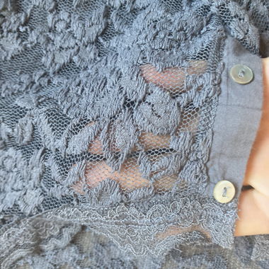 Cardigan in pizzo trasparente grigio