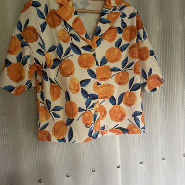 Short-Sleeve Shirt with Orange Pattern