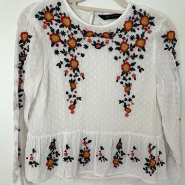 Blusa con motivo floreale, boho