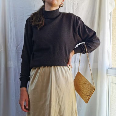 Espresso dark brown wool winter mockneck