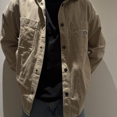 Camicia overshirt in velluto beige