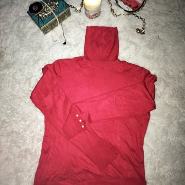 Pull à col roulé, rouge