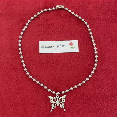 Silver Butterfly Large Ballchain Necklace