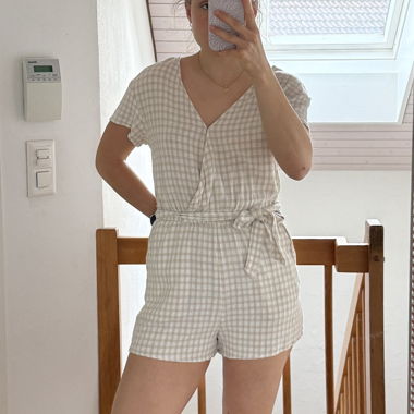 Gingham Kurzoverall