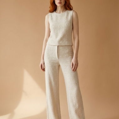 Emanuel Ungaro Vintage Designer Hose Wolle Beige 