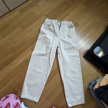 Beige Pants with Elastic Waist