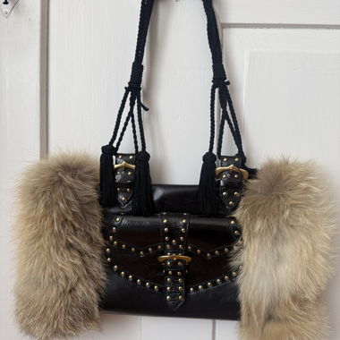Sac Cavalli Vintage Y2K avec manchon en véritable fourrure