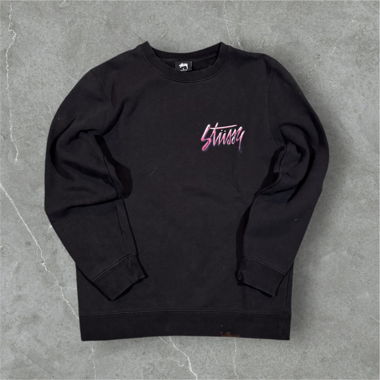 vintage stussy crewneck black/pink