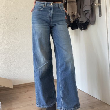 Jeans taille haute bleu