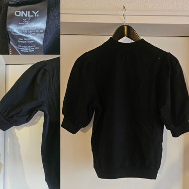 T-shirt nero con maniche a sbuffo ONLY