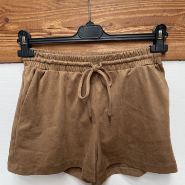 Brown suede-look shorts