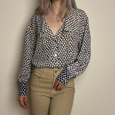 Vintage real silk patterned blouse