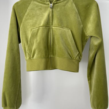 Felpa cropped verde con zip