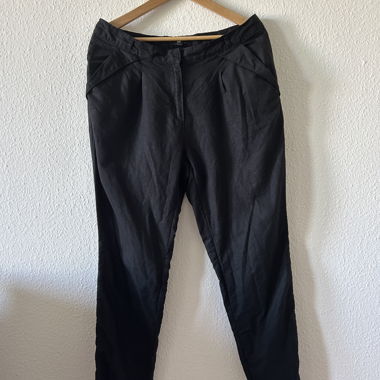Pantaloni da donna in lino nero, taglia UE 40