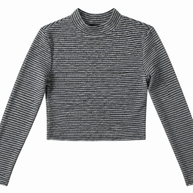 Striped Crop Top with Turtleneck