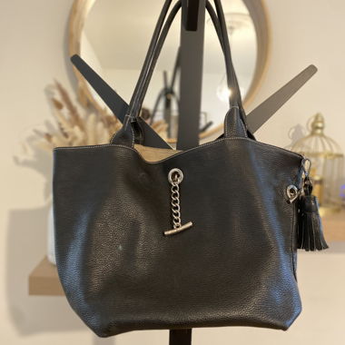 Black Leather purse, 2 sizes in 1