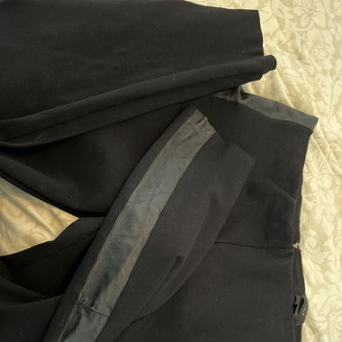 JCrew black slim pants with leather detail
