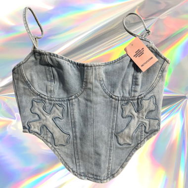 Top Corset en Denim PrettyLittleThing Y2K