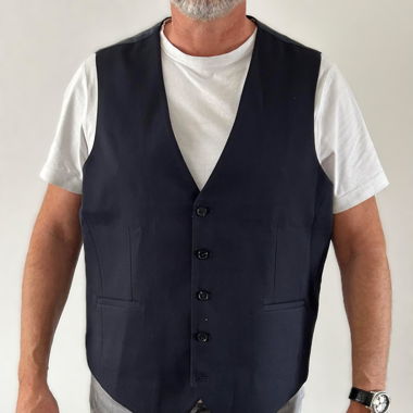 Gilet de costume bleu marine bi-matière