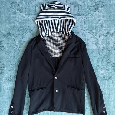 Giacca blazer con cappuccio a righe